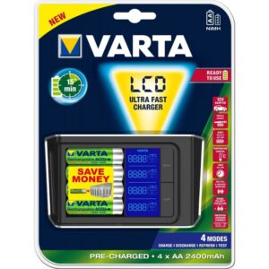CARICA SCARICA Caricabatterie VELOCE 15MIN VARTA x AA AAA CARICA SINGOLARMENTE