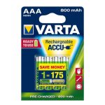 batterie ministilo AAA ricaricabili VARTA 800 mAh 1.2V PRONTE ALL'USO - 4 PZ