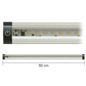 Barra LED ultrapiatta 50 cm con interruttore touch profilo triangolare in alluminio