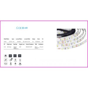 Striscia LED strip sottopensile 5 metri 24W/mt molto luminosa LUCE CALDA