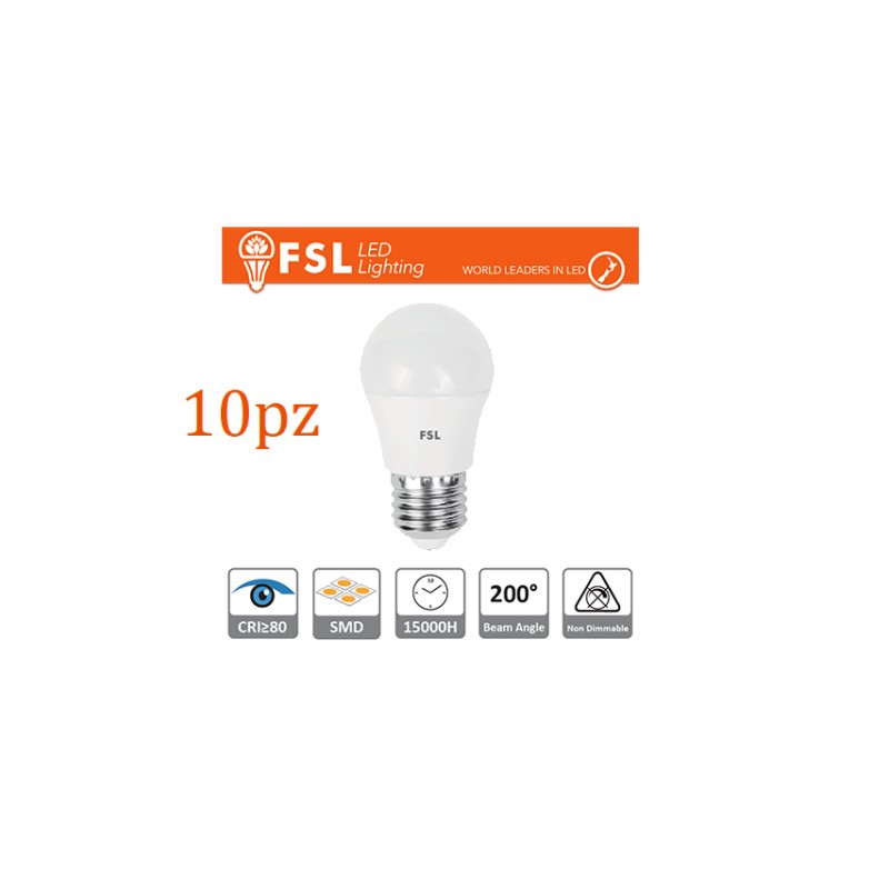 10 lampadine Led consumo 5,5W resa 40W luce bianca fredda 6500K attacco grande E27