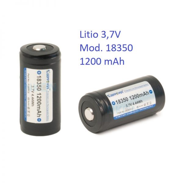 2 Batterie Litio ricaricabile 3,7V 18350 1200 mAh P1835C2 IMR18350 PROTETTA