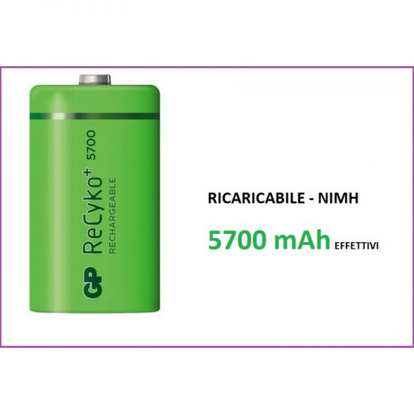 Batteria Torcia ricaricabile D Ni-Mh GP Reciko 5700mAh