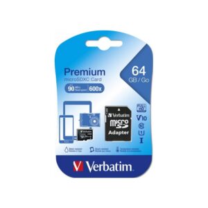 micro SD Verbatim MicroSDXC 64GB Classe 10 Scheda Memoria con Adattatore
