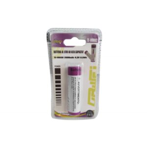 Batteria 18650 litio ricaricabile con polo positivo rialzato a bottone