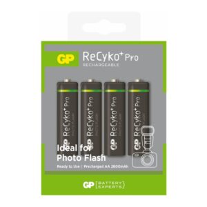 4 batterie stilo AA ricaricabili NiMh 1.2V 2600mAh GP RECYKO
