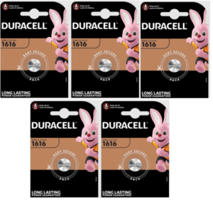 5 Batterie 3V Litio CR1616 Duracell