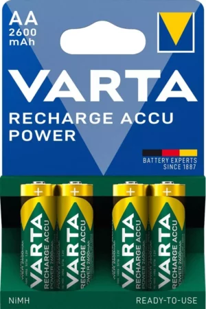 4 Batterie stilo AA ricaricabili VARTA 2600 mAh 1.2V PRONTE ALL'USO